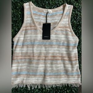 AMOLI Knit Fringe Bottom Sleeveless Top